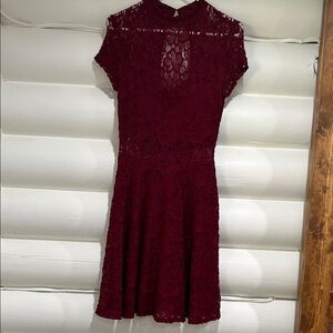 My Michelle Burgundy Lace Mini Dress